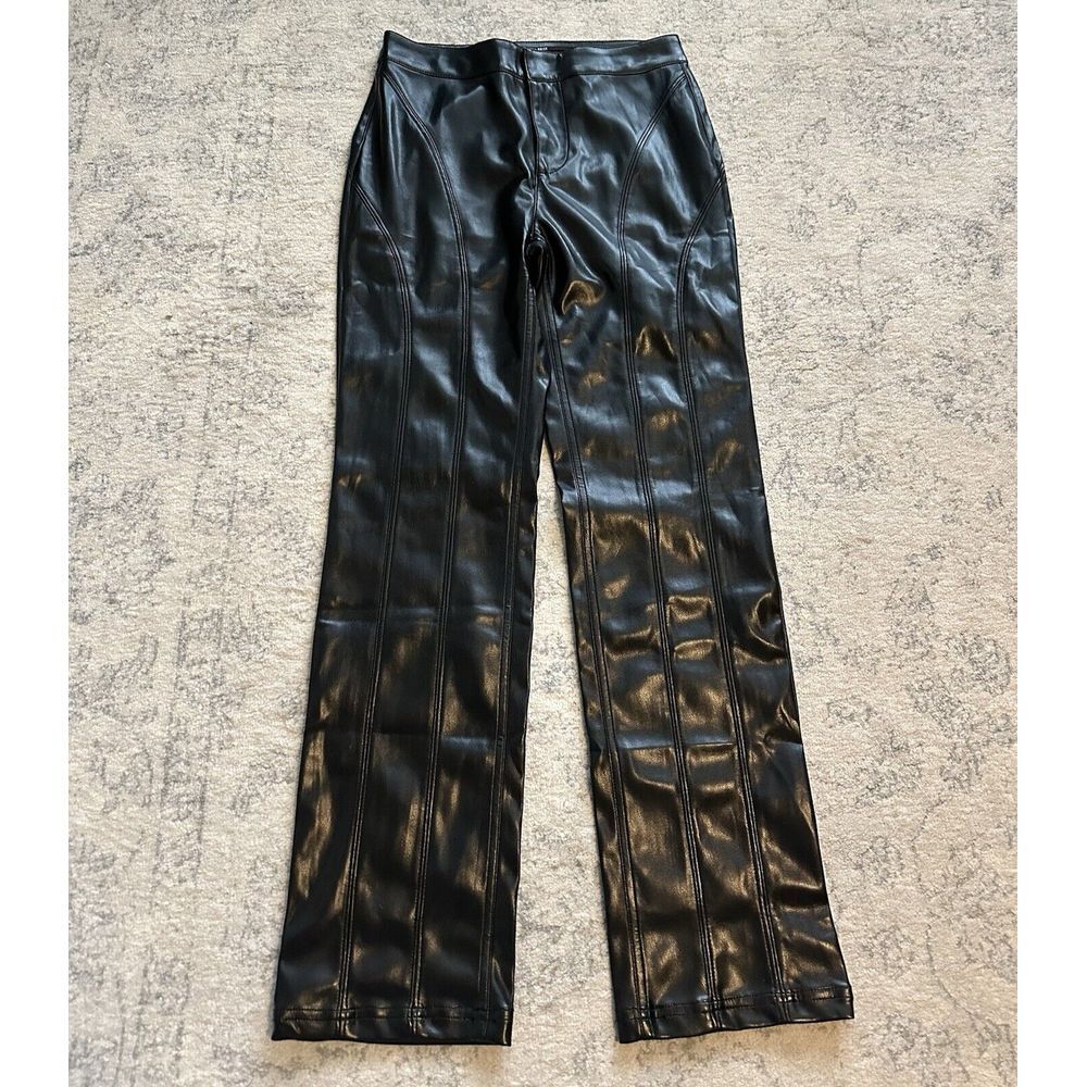 Urban Outfitters Silence‎ + Noise Black Faux Leather Straight Leg Pants Size 2